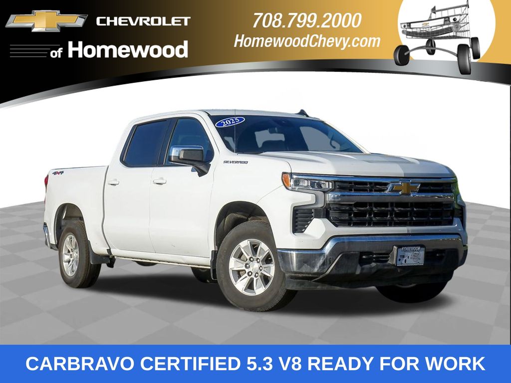Summit White 2025 Chevrolet Silverado 1500 Pickup Truck Four-Wheel Drive Automatic
