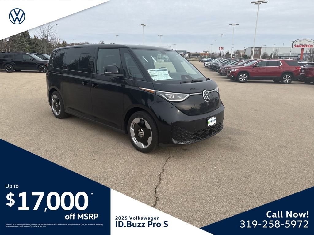 Deep Black Pearl 2025 Volkswagen ID.Buzz Pro S RWD Minivan Rear-Wheel Drive Automatic