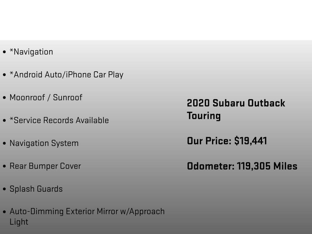 2020 Subaru Outback Touring Black at Subaru and VW of Moon Township