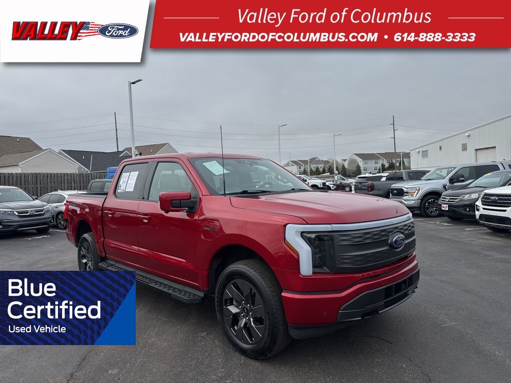Red Metallic 2023 Ford F-150 Lightning Lariat SuperCrew AWD Pickup Truck All-Wheel Drive Automatic