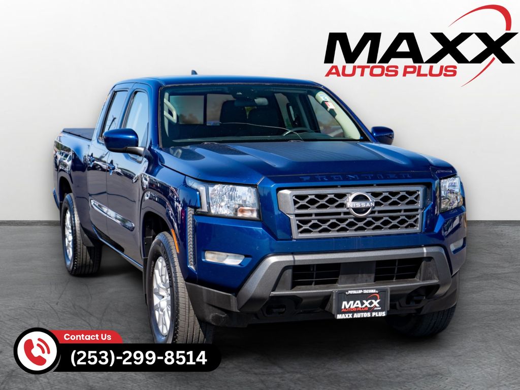 Deep Blue Pearl 2023 Nissan Frontier Pickup Truck Four-Wheel Drive 9-Speed Automatic