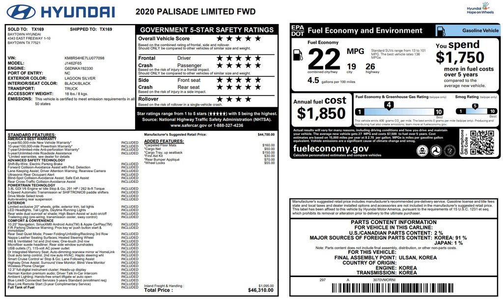 2020 Hyundai Palisade Limited Silver at Bayway Cadillac of The Woodlands