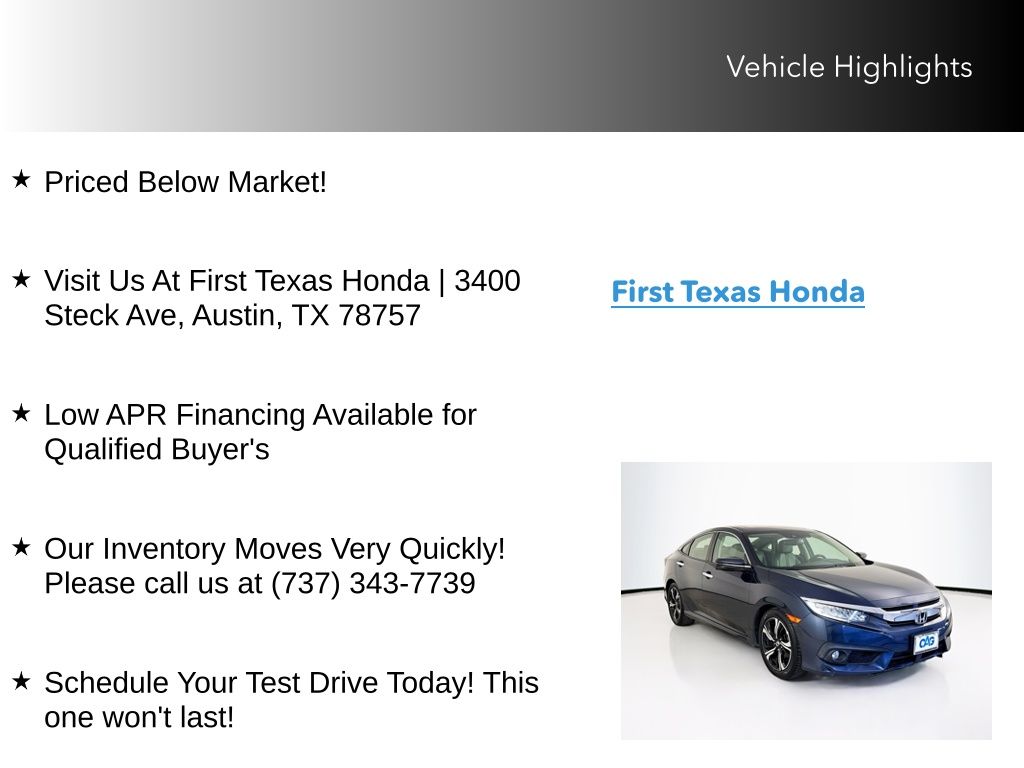 Used Car 2017 Honda Civic  Touring For Sale Under $20,000 In Austin, Texas