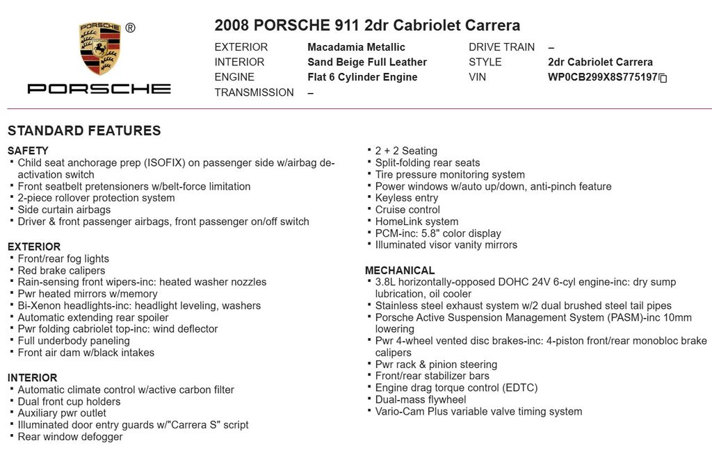 2008 Porsche 911 Carrera S photo