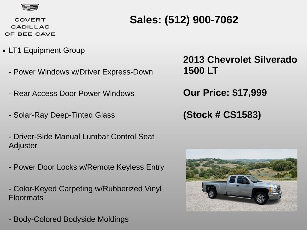 Used Car 2013 Chevrolet Silverado 1500  Lt For Sale Under $20,000 In Austin, Texas
