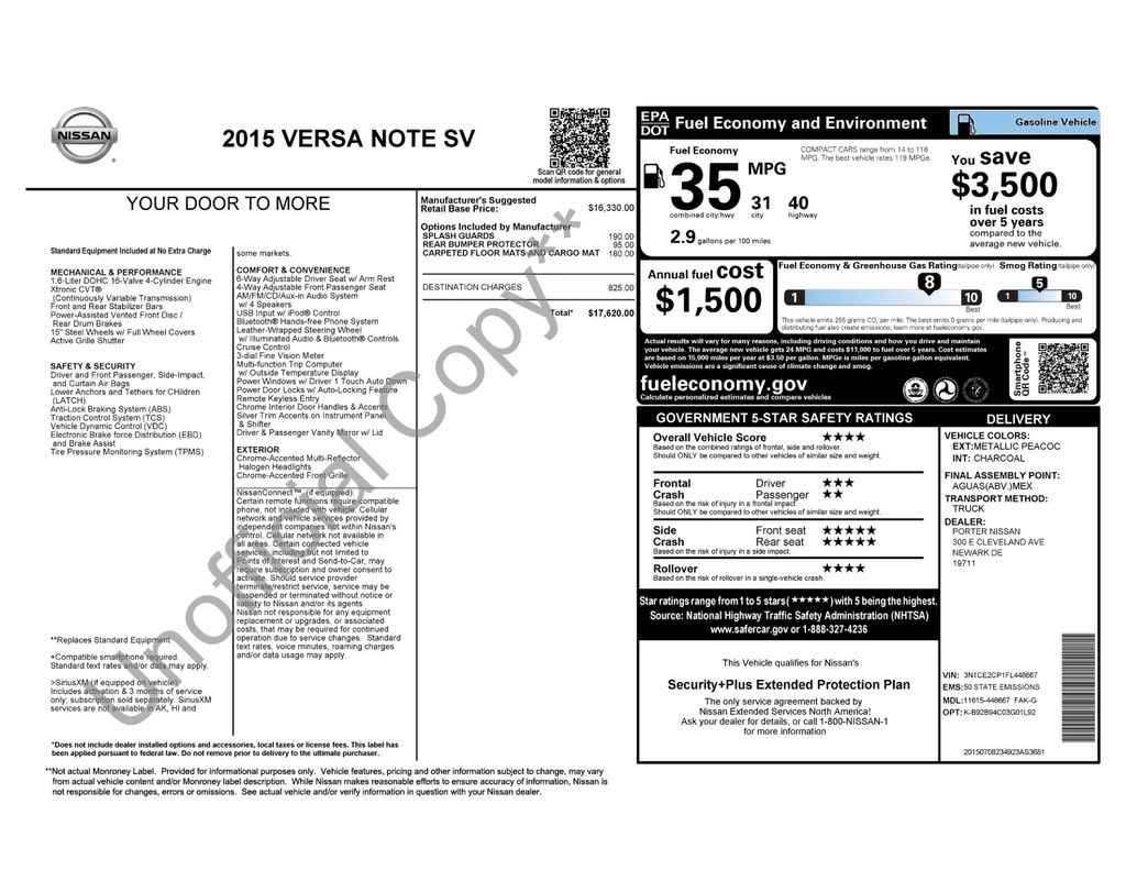 2015 Metallic Peacock Nissan Versa Note SV FWD Hatchback