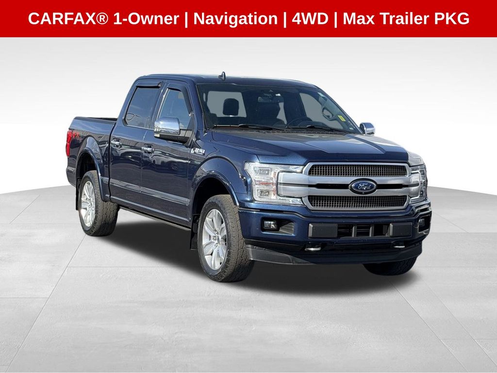 Blue 2018 Ford F-150 Platinum SuperCrew 4WD Pickup Truck Four-Wheel Drive Automatic
