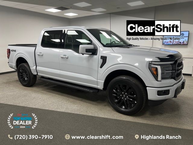 Space White Metallic 2025 Ford F-150 Lariat SuperCrew 4WD Pickup Truck Four-Wheel Drive 10-Speed Automatic