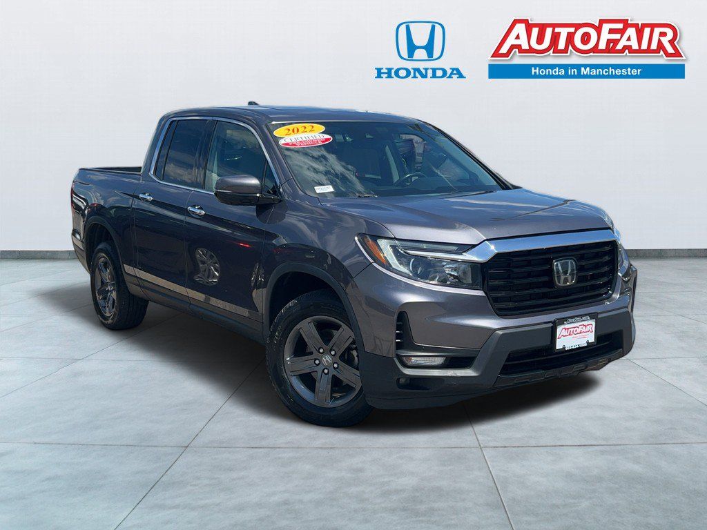 Gray (Modern Steel Metallic) 2022 Honda Ridgeline Pickup Truck All-Wheel Drive 9-Speed Automatic