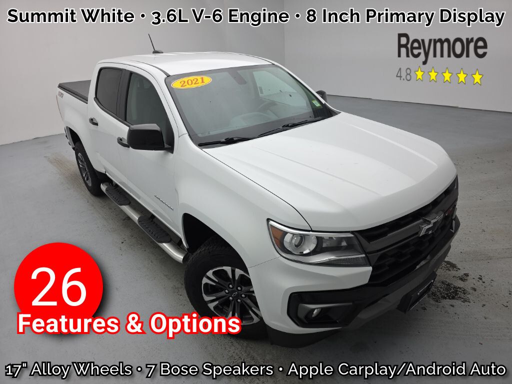 Summit White 2021 Chevrolet Colorado Z71 Crew Cab 4WD Pickup Truck Four-Wheel Drive 8-Speed Automatic