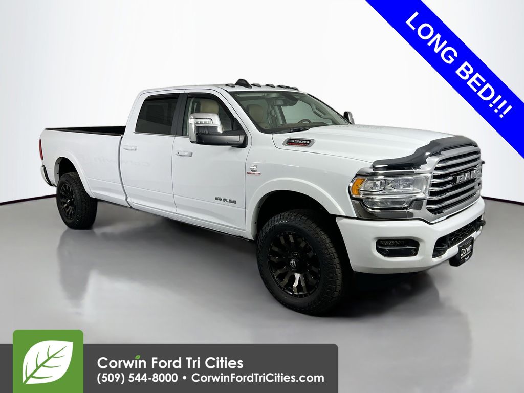 Bright White Clearcoat 2023 RAM 3500 Limited Longhorn Crew Cab LB 4WD Pickup Truck Four-Wheel Drive 6-Speed Automatic