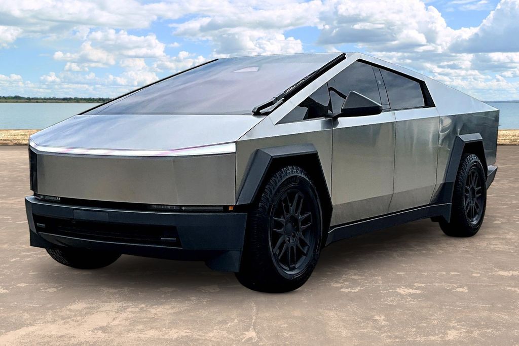 Silver 2024 Tesla Cybertruck Pickup Truck All-Wheel Drive 1-Speed Automatic