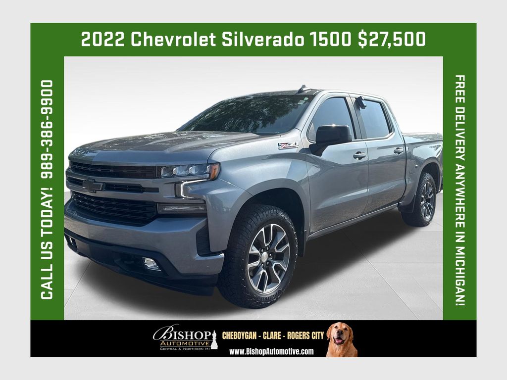 Gray (Satin Steel Metallic) 2022 Chevrolet Silverado 1500 Pickup Truck Four-Wheel Drive 8-Speed Automatic