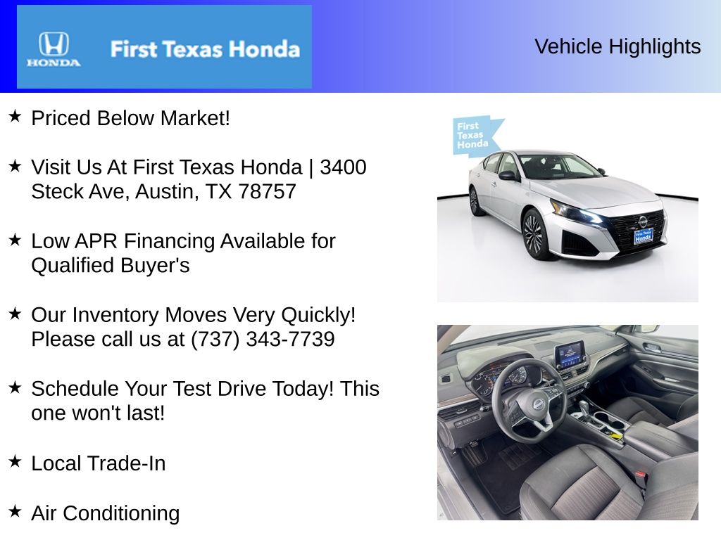 Used Car 2024 Nissan Altima  2.5 Sv For Sale Under $20,000 In Austin, Texas