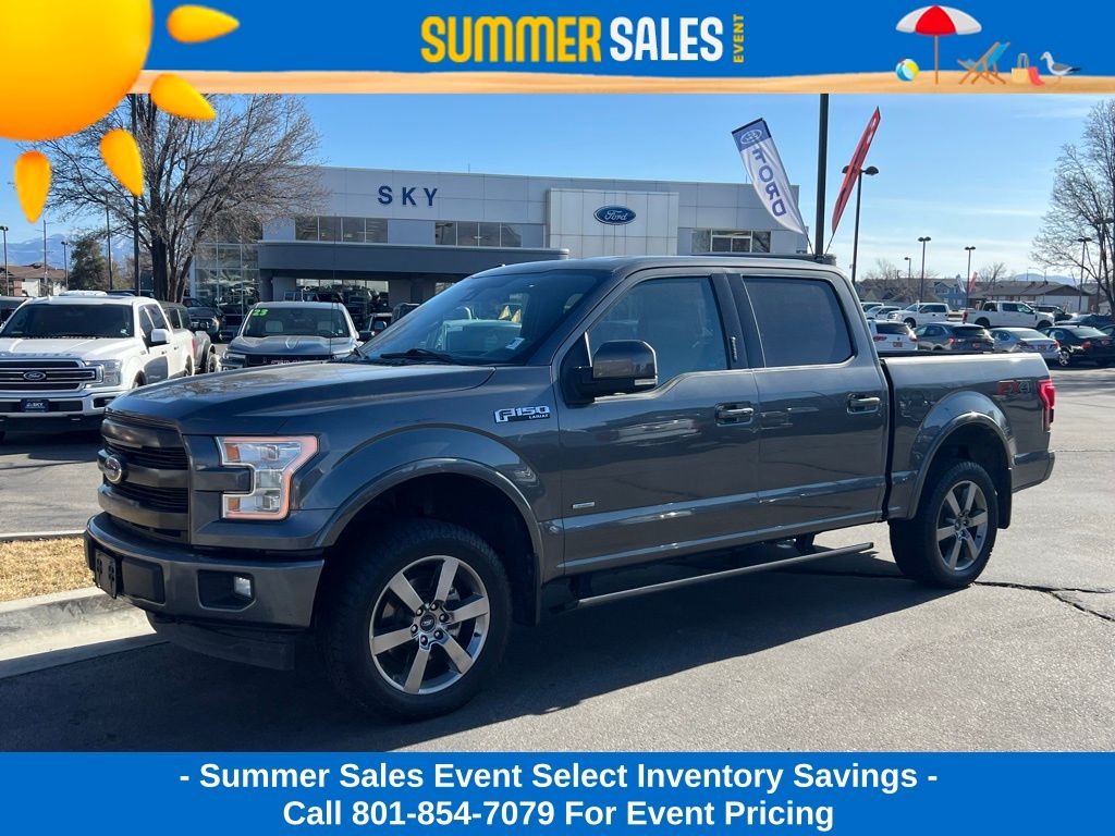 Gray 2017 Ford F-150 Lariat SuperCrew 4WD Pickup Truck Four-Wheel Drive Automatic