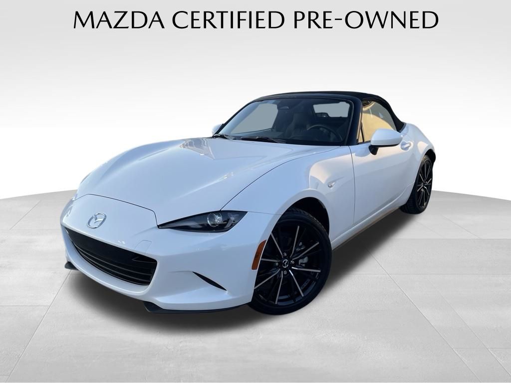 Snowflake White Pearl Mica 2024 Mazda MX-5 Miata Convertible Rear-Wheel Drive 6-Speed Manual