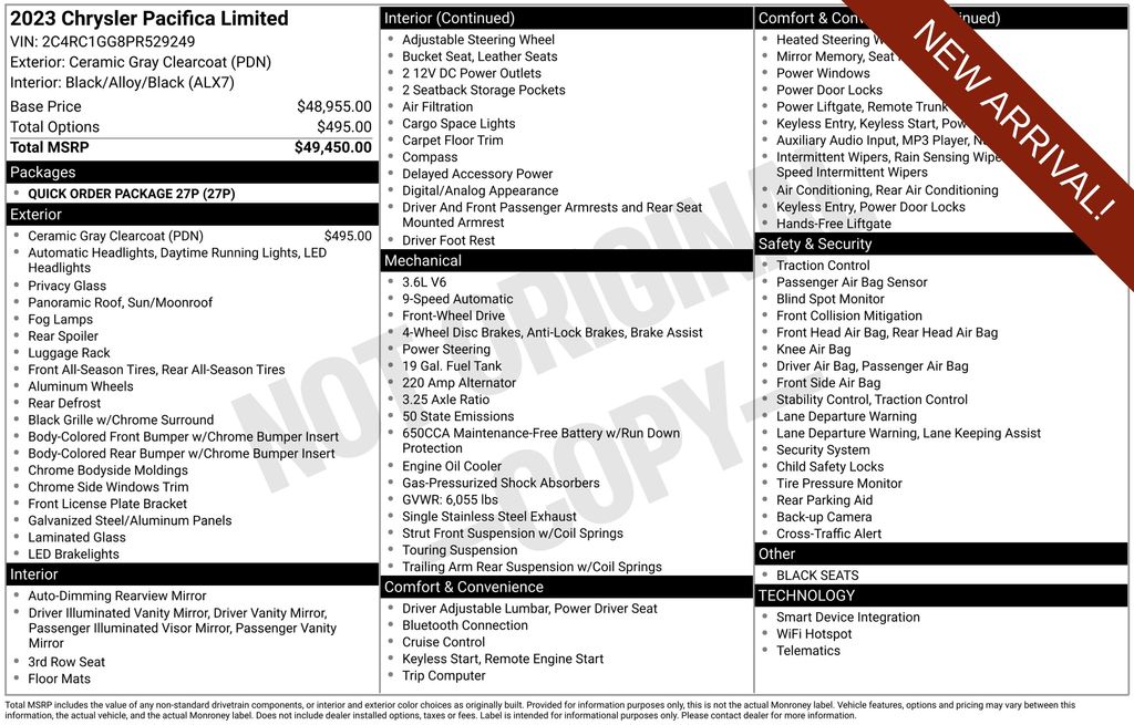 Used 2023 Chrysler Pacifica Limited with VIN 2C4RC1GG8PR529249 for sale in Fort Wayne, IN