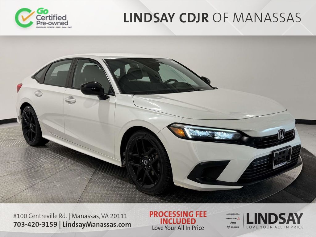 Platinum White 2023 Honda Civic Sport FWD Sedan Front-Wheel Drive Continuously Variable Transmission