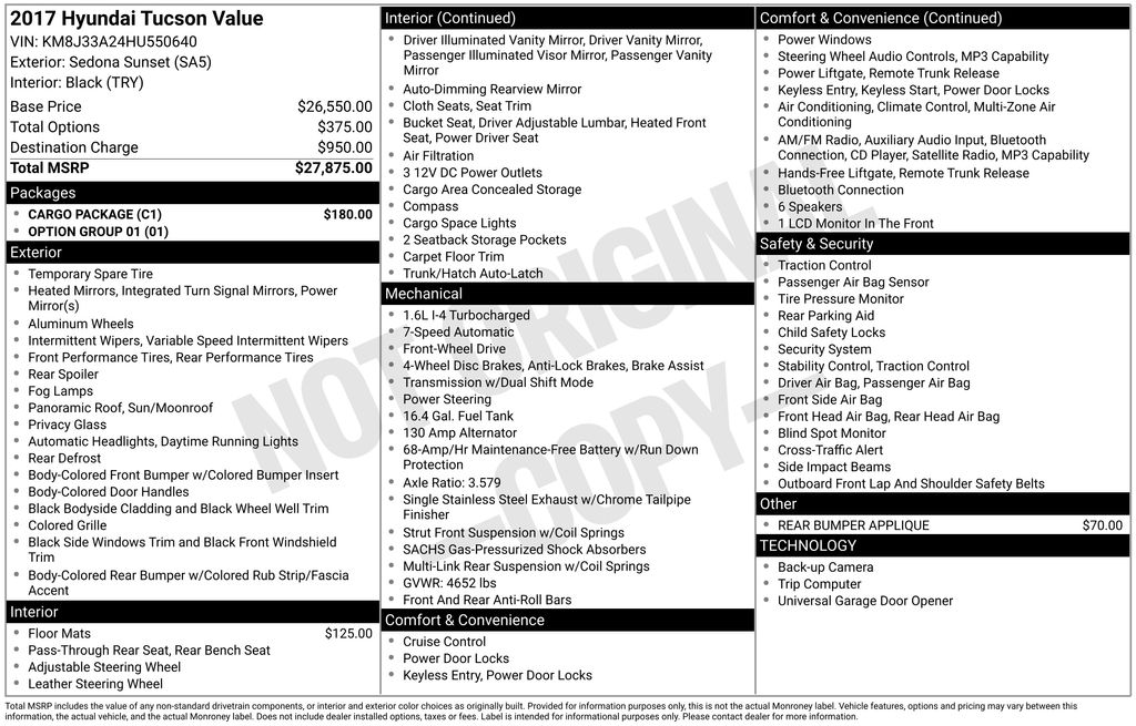 Used Car 2017 Hyundai Tucson  Value For Sale Under $15,000 In Austin, Texas