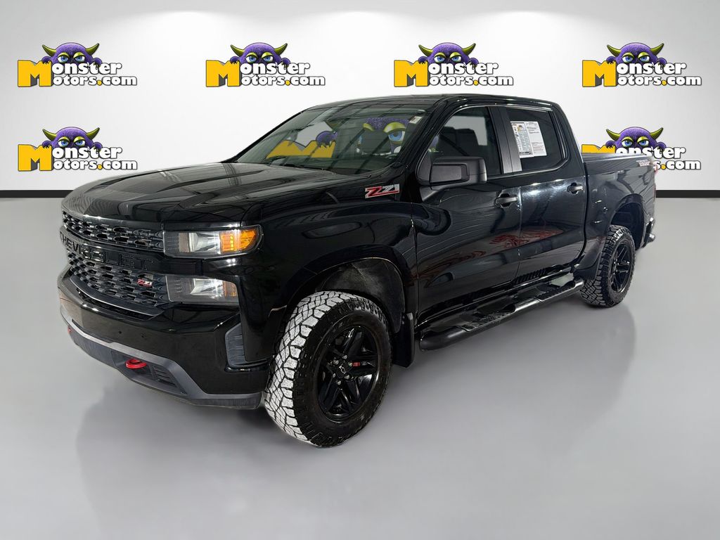 Black 2019 Chevrolet Silverado 1500 Custom Trail Boss Crew Cab 4WD Pickup Truck Four-Wheel Drive 6-Speed Automatic Overdrive