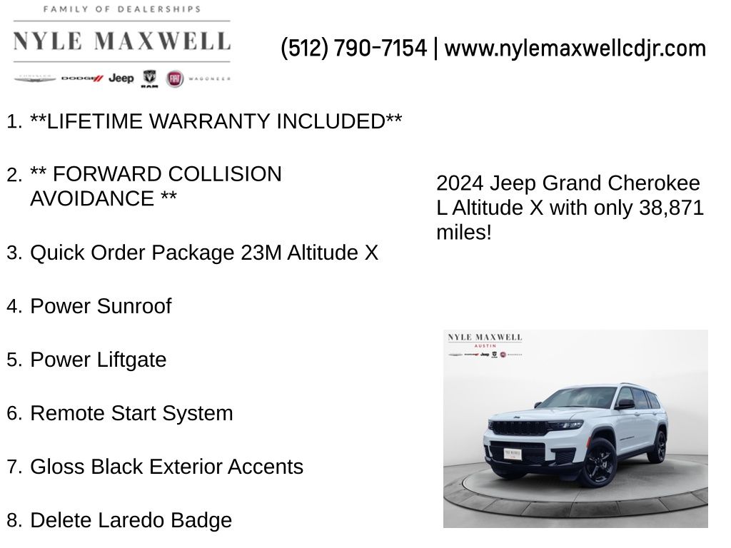 Used Car 2024 Jeep Grand Cherokee L  Altitude X For Sale Under $35,000 In Austin, Texas