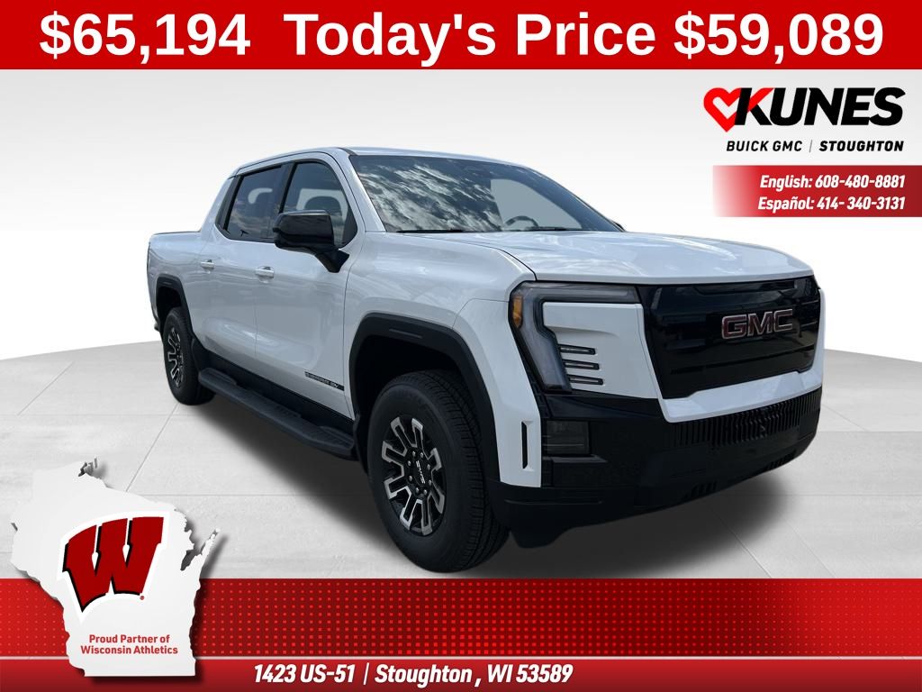 Summit White 2026 GMC Sierra EV Elevation Crew Cab (Standard Range) e4WD Pickup Truck All-Wheel Drive 1-Speed Automatic