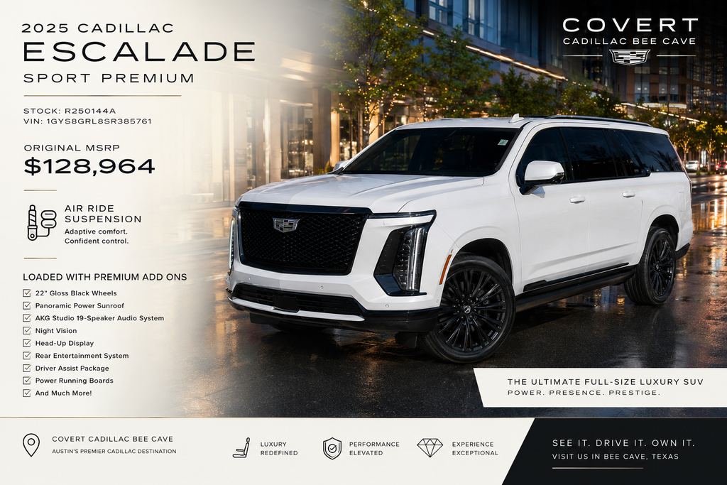 Crystal White 2025 Cadillac Escalade SUV / Crossover Rear-Wheel Drive Automatic