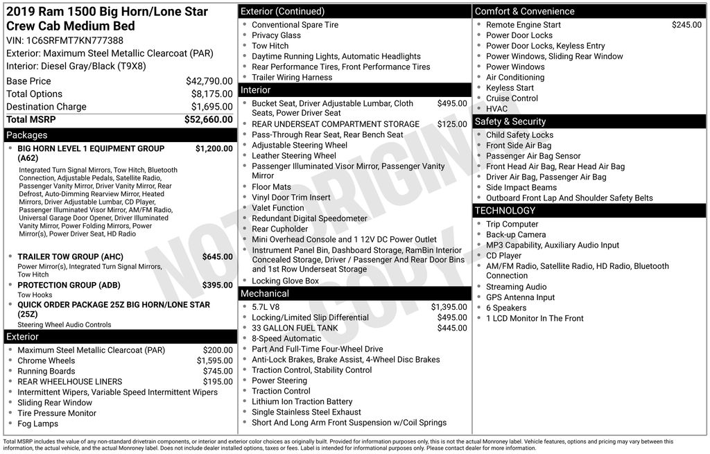 2019 Ram 1500 Big Horn/Lone Star Crew Cab 4x4 6'4" Box