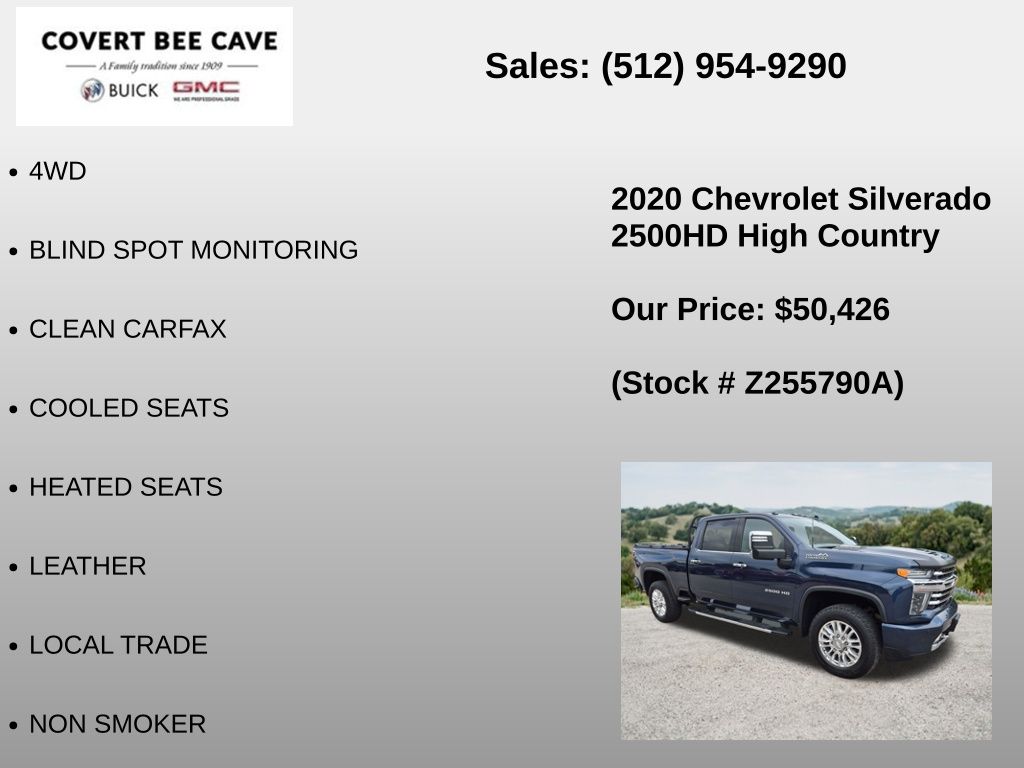 Used Car 2020 Chevrolet Silverado 2500hd  High Country For Sale Under $60,000 In Austin, Texas