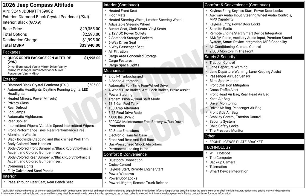 new 2026 Jeep Compass car, priced at $28,144