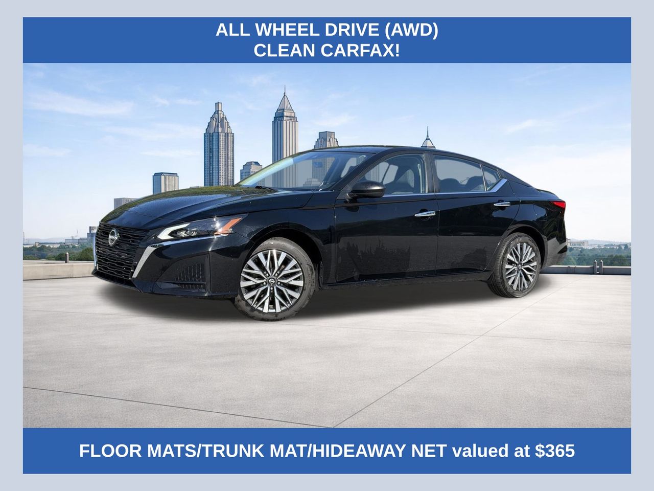 Super Black Clearcoat 2024 Nissan Altima Sedan All-Wheel Drive Continuously Variable Transmission