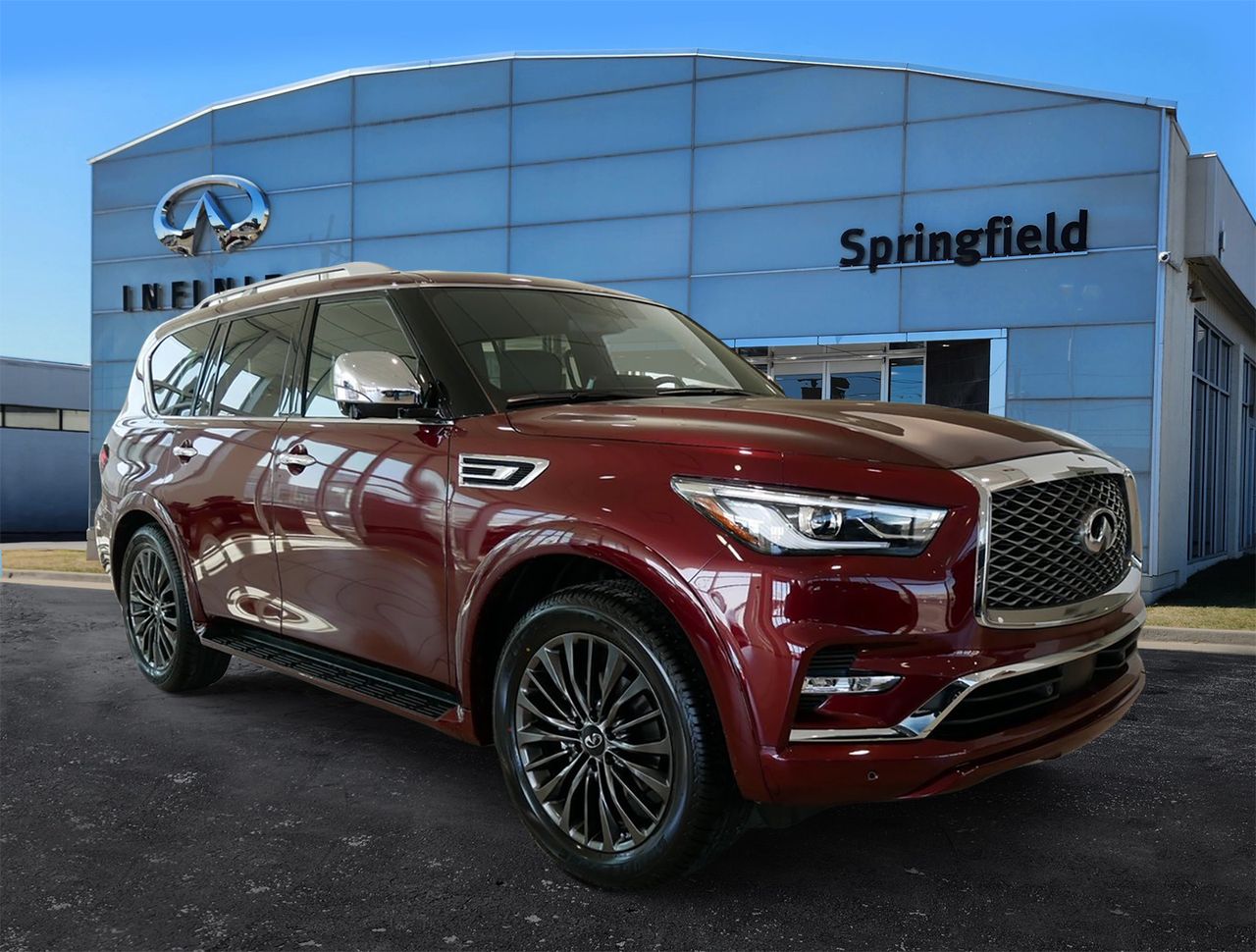 Coulis Red 2023 INFINITI QX80 Sensory 4WD SUV / Crossover All-Wheel Drive 7-Speed Automatic