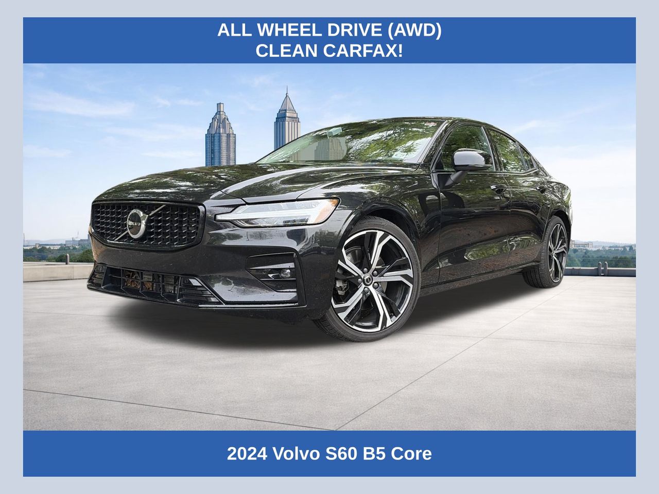 Black 2024 Volvo S60 B5 Core Dark Theme AWD Sedan All-Wheel Drive Automatic