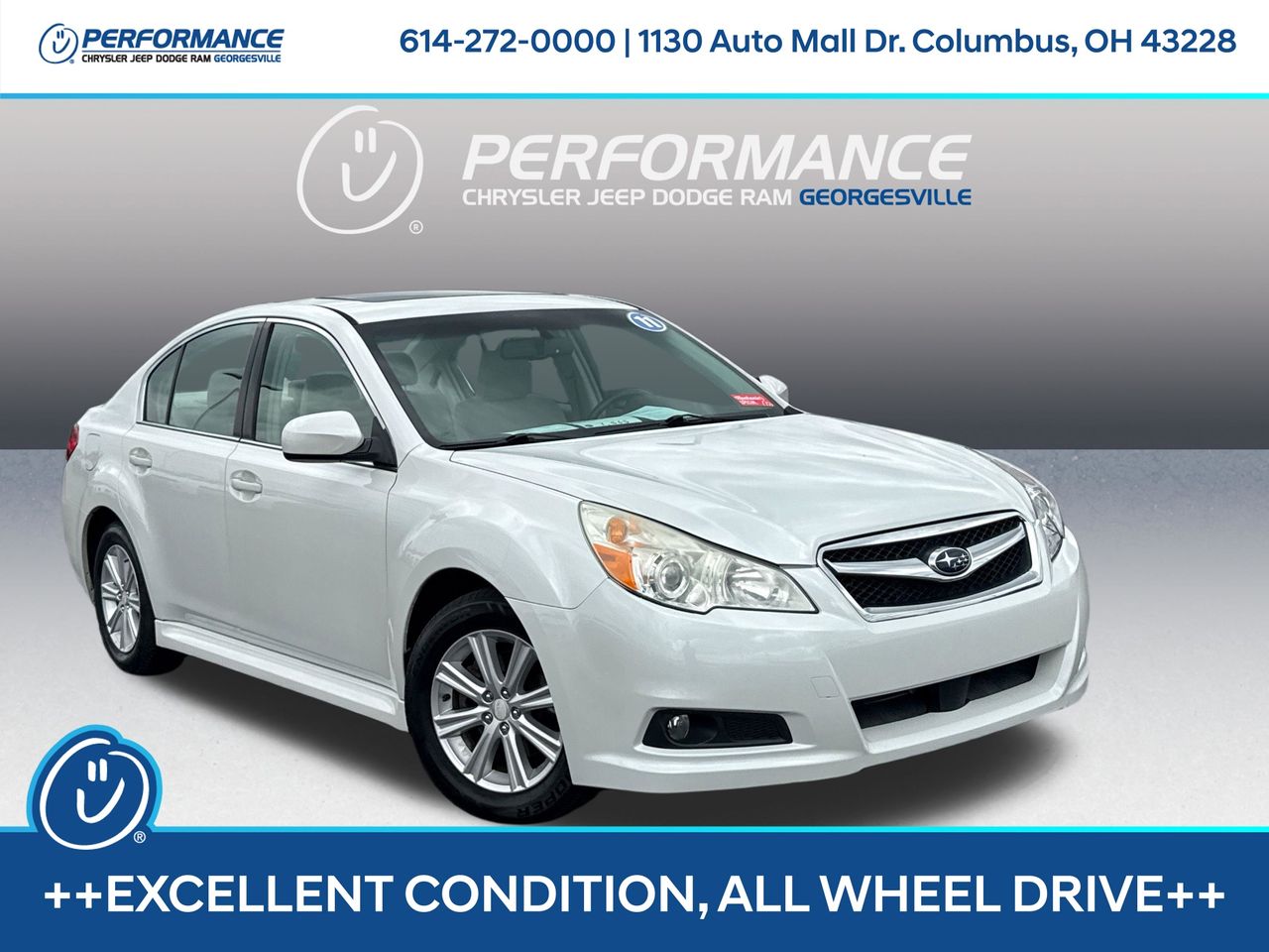 Satin White Pearl 2011 Subaru Legacy 2.5i Premium AWD Sedan All-Wheel Drive Continuously Variable Transmission