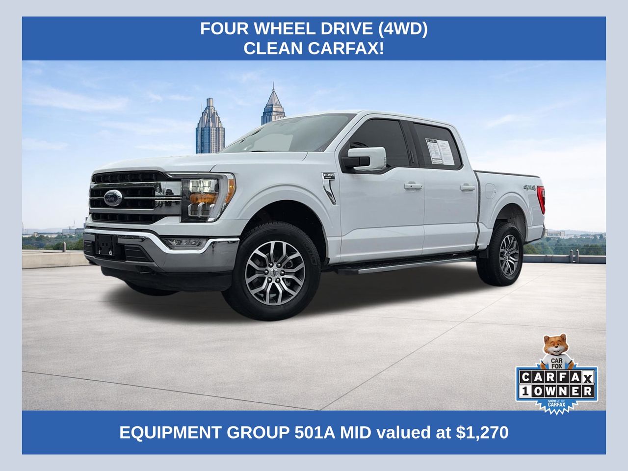 Oxford White 2021 Ford F-150 Lariat SuperCrew 4WD Pickup Truck Four-Wheel Drive Automatic