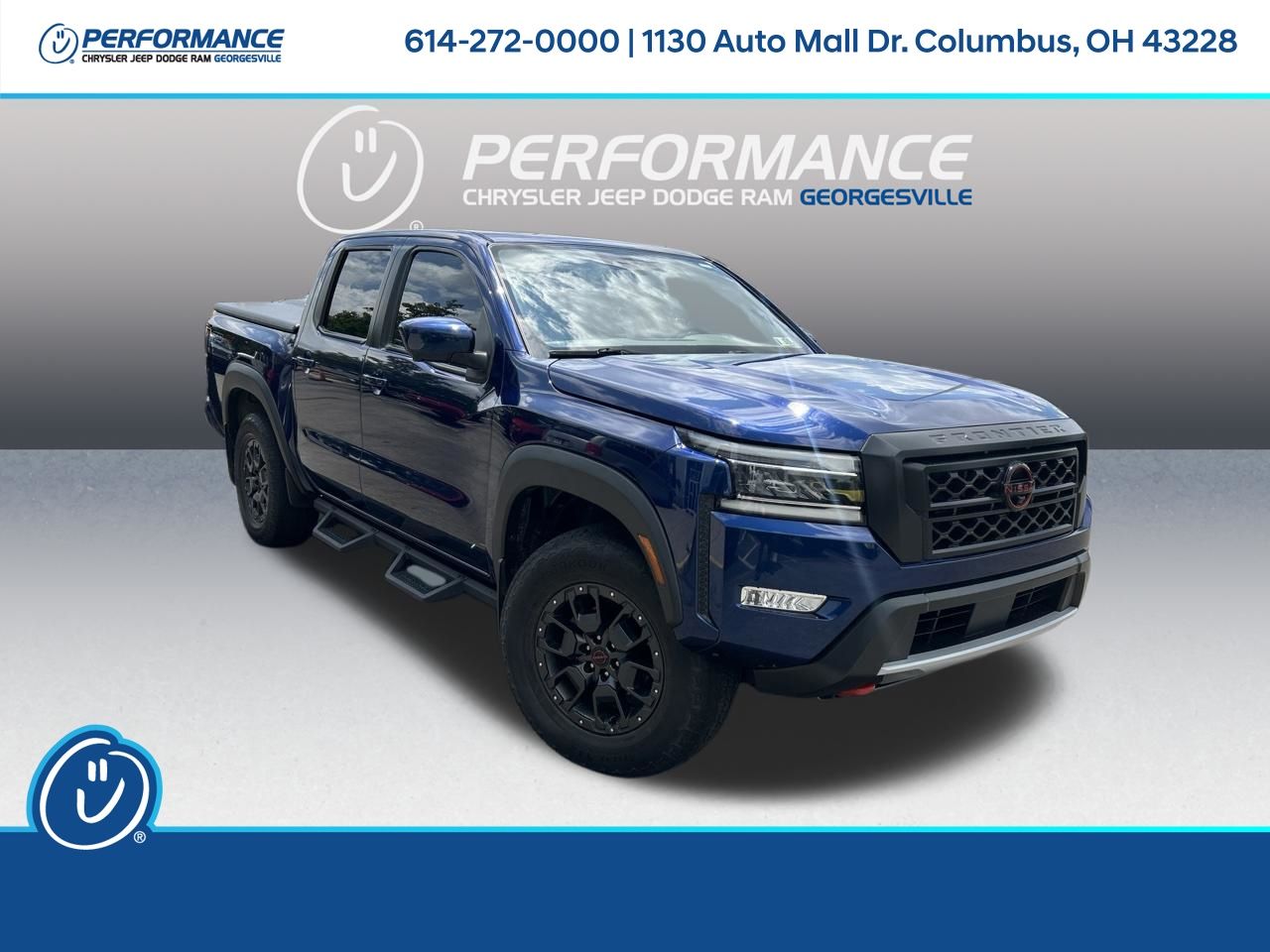 Deep Blue Pearl 2022 Nissan Frontier Pickup Truck Four-Wheel Drive 9-Speed Automatic