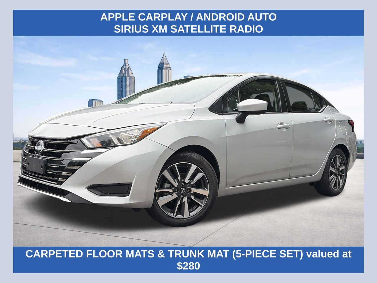 Brilliant Silver Metallic 2024 Nissan Versa Sedan Front-Wheel Drive Continuously Variable Transmission