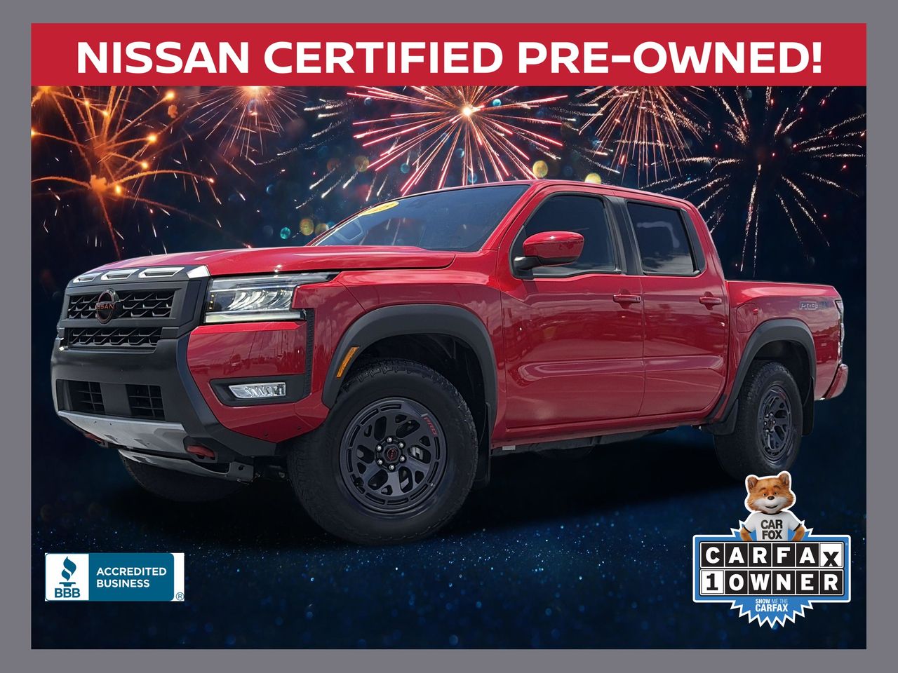 Red Alert 2025 Nissan Frontier Pickup Truck Four-Wheel Drive 9-Speed Automatic Overdrive