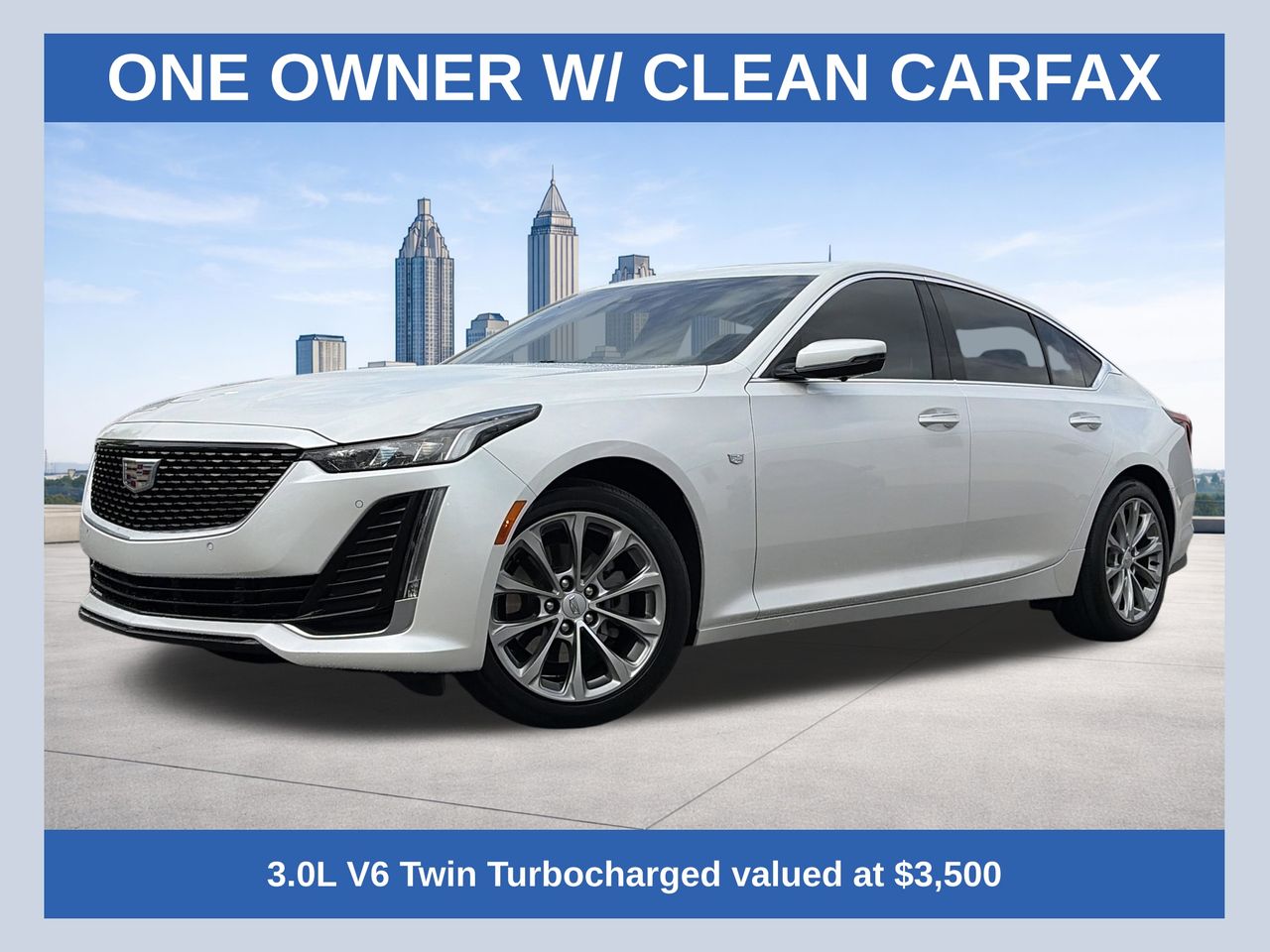 Crystal White Tricoat 2024 Cadillac CT5 Premium Luxury RWD Sedan Rear-Wheel Drive Automatic