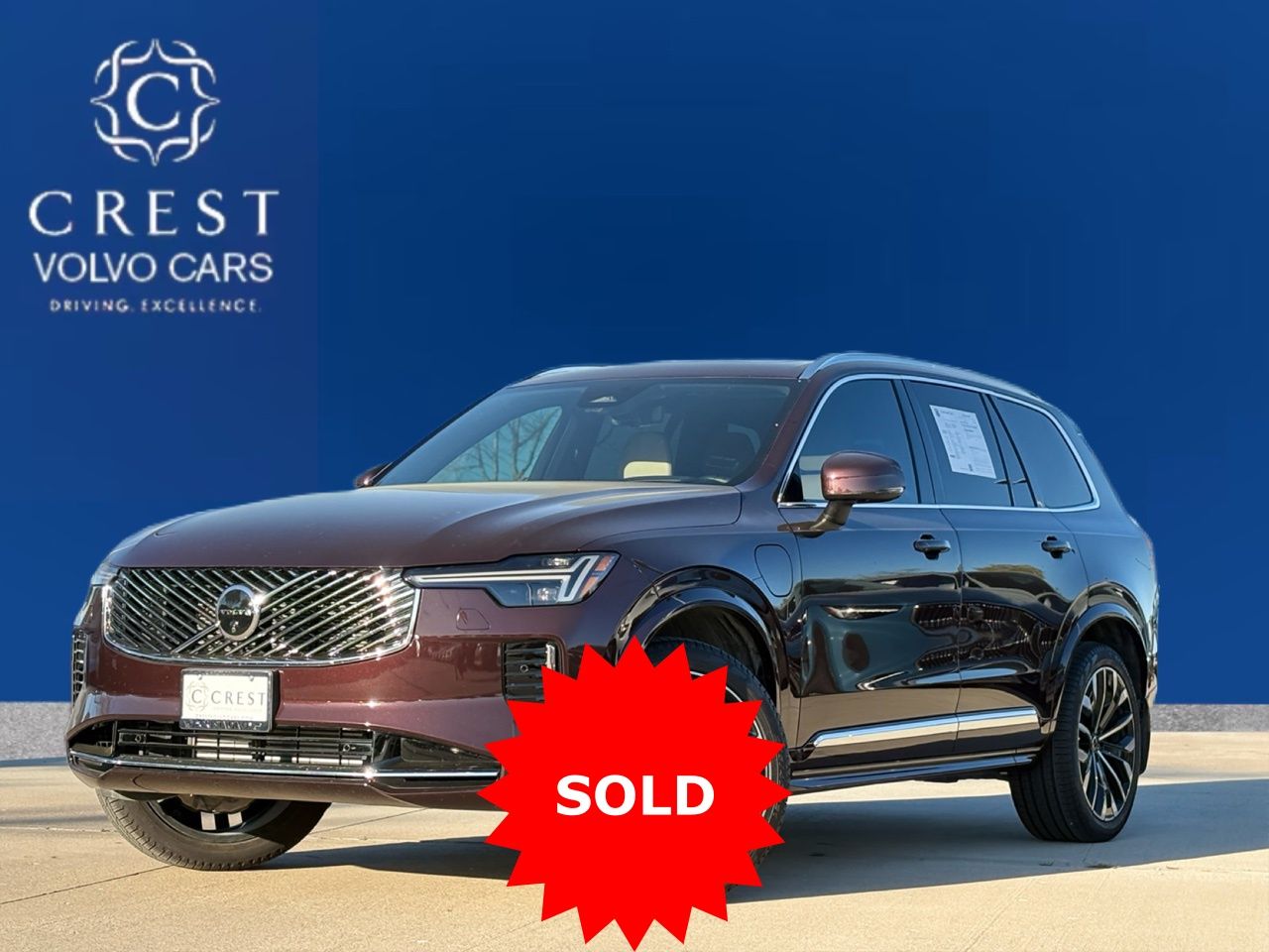 Mulberry Red Metallic 2025 Volvo XC90 Recharge T8 Ultra Bright Theme 6-Passenger eAWD SUV / Crossover All-Wheel Drive Automatic