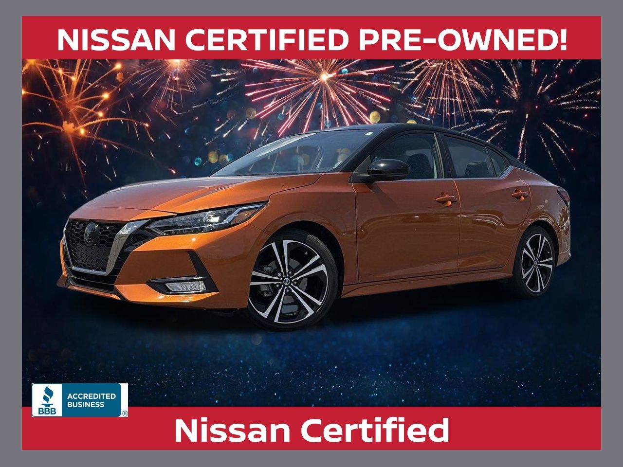 Monarch Orange Metallic/Super Black 2023 Nissan Sentra Sedan Front-Wheel Drive Continuously Variable Transmission