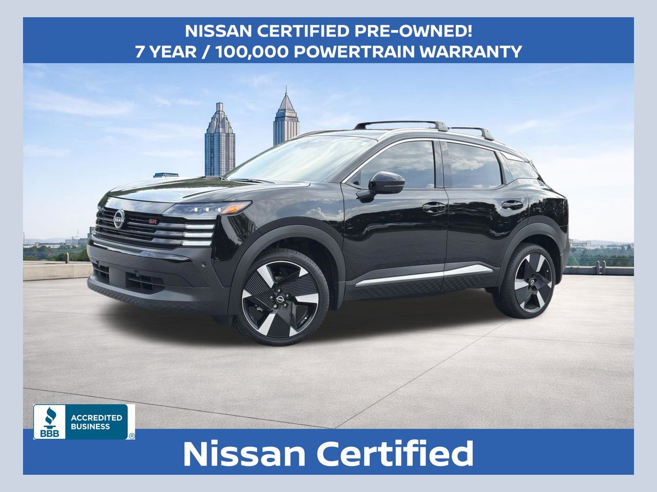 Super Black 2025 Nissan Kicks SR FWD SUV / Crossover Front-Wheel Drive Continuously Variable Transmission