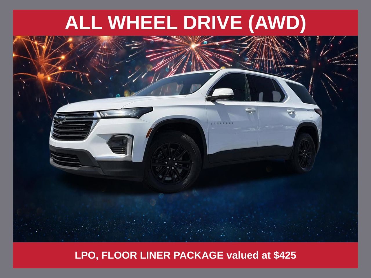 Summit White 2023 Chevrolet Traverse SUV / Crossover Four-Wheel Drive 9-Speed Automatic