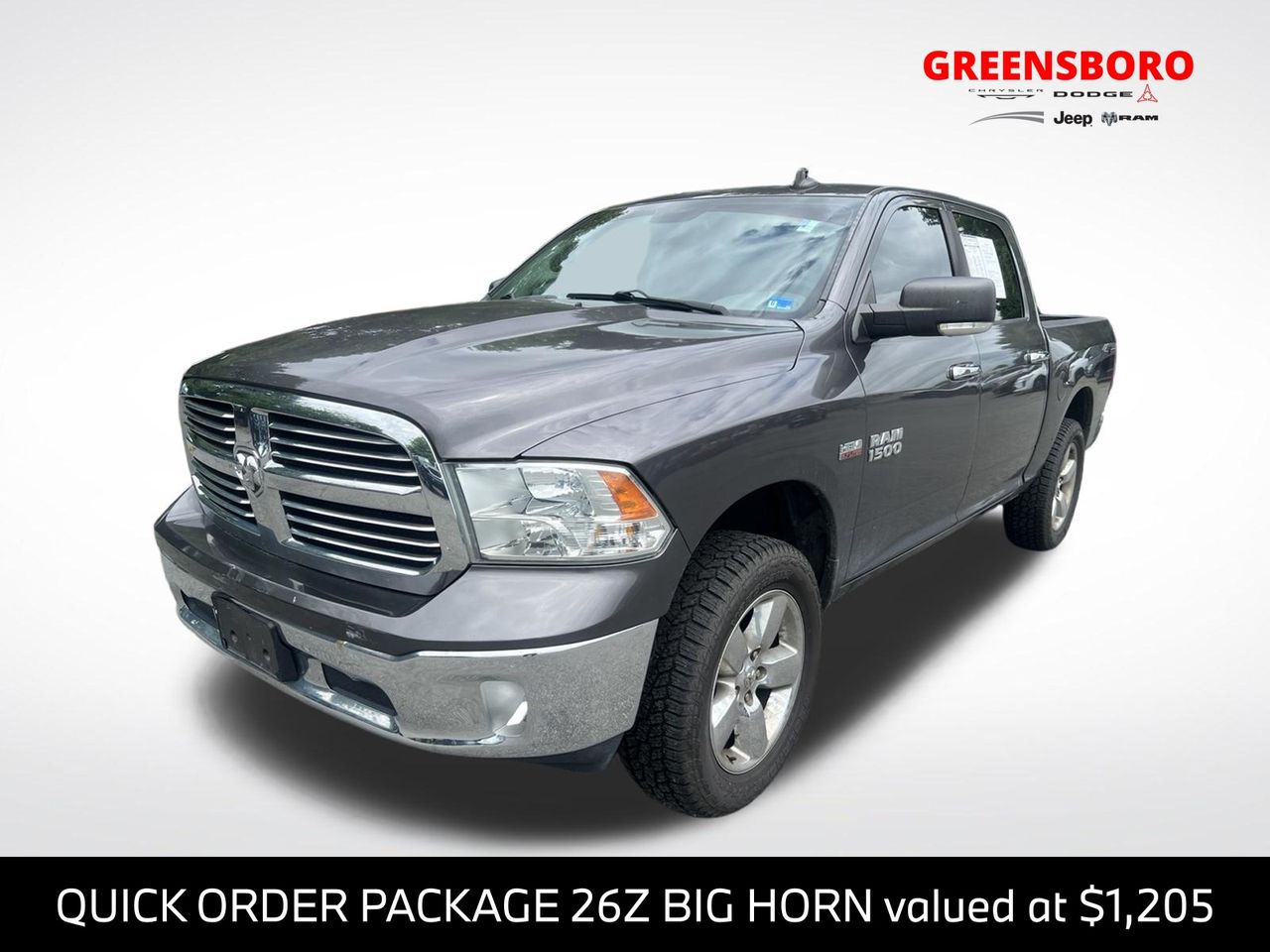 Gray (Granite Crystal Metallic Clearcoat) 2015 RAM 1500 Pickup Truck Four-Wheel Drive 8-Speed Automatic