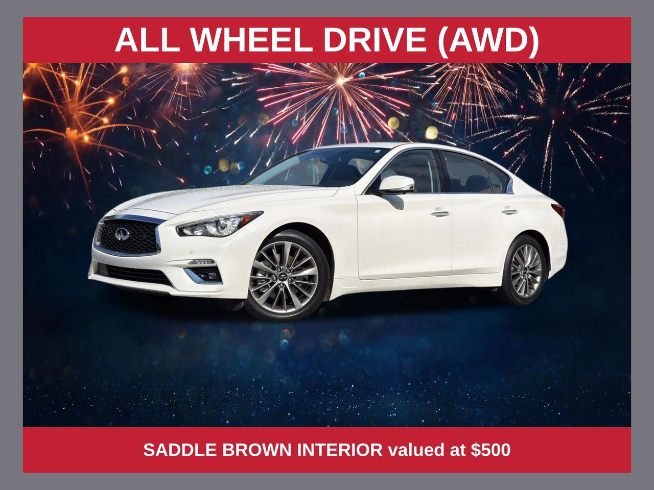 Majestic White 2023 INFINITI Q50 Sedan All-Wheel Drive 7-Speed Automatic Overdrive