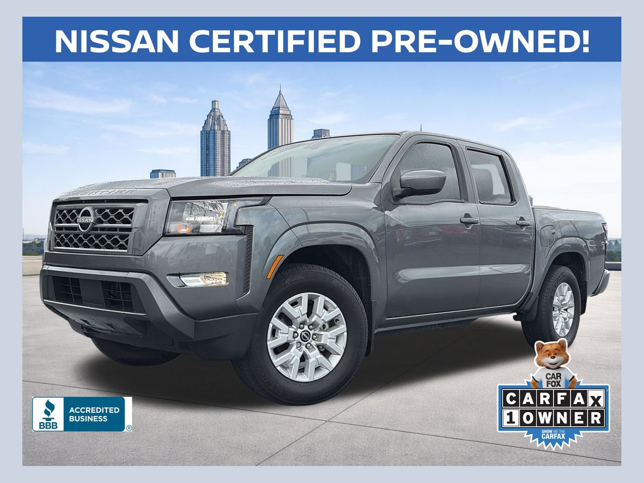 Gray (Gun Metallic) 2024 Nissan Frontier Pickup Truck 4X2 9-Speed Automatic Overdrive