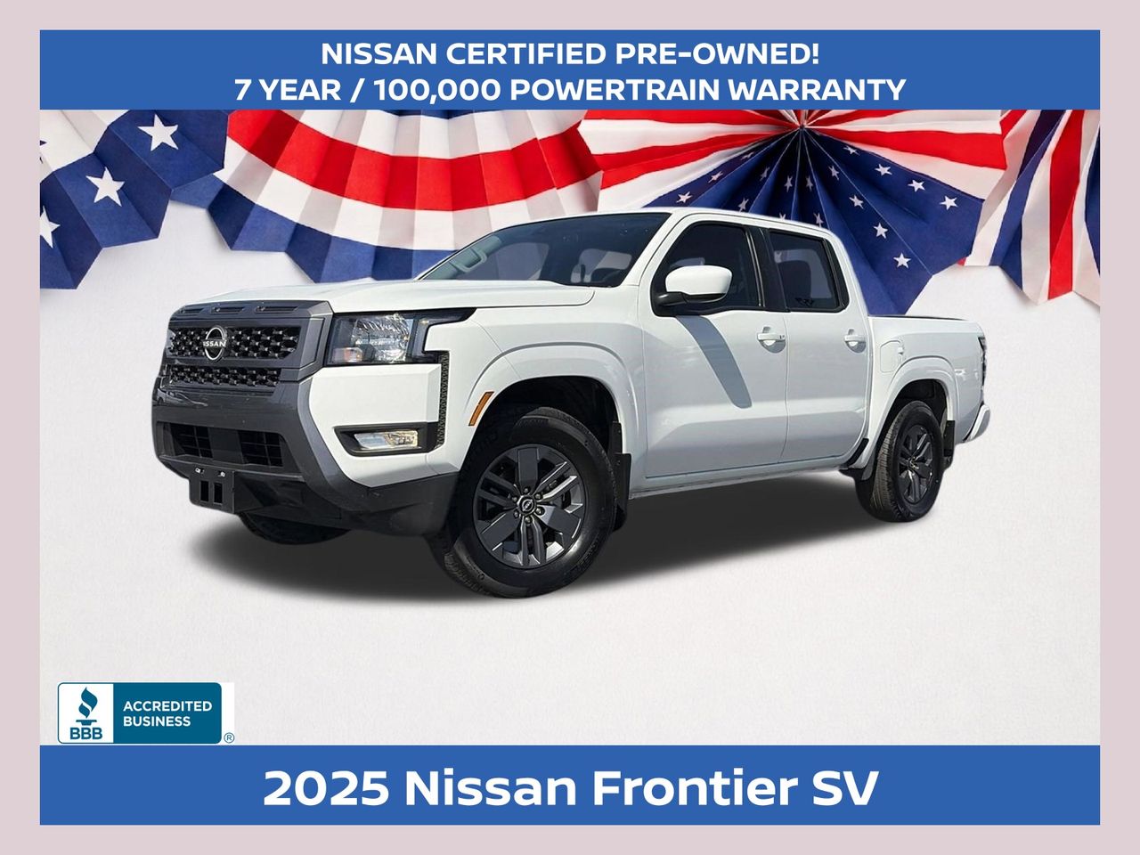 Glacier White 2025 Nissan Frontier Pickup Truck 4X2 9-Speed Automatic Overdrive