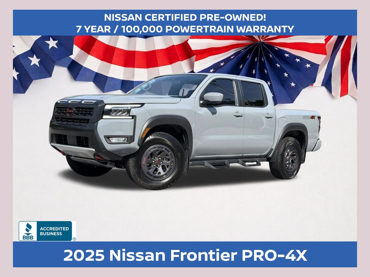 Boulder Gray Pearl 2025 Nissan Frontier Pickup Truck Four-Wheel Drive 9-Speed Automatic Overdrive