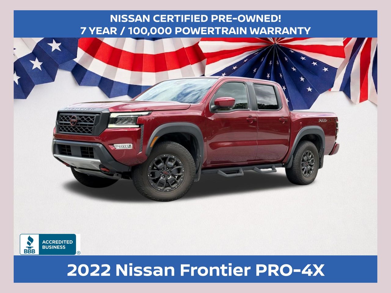 Cardinal Red Tricoat 2022 Nissan Frontier Pickup Truck Four-Wheel Drive 9-Speed Automatic