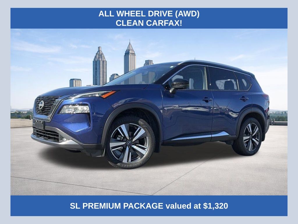 Caspian Blue Metallic/Super Black 2022 Nissan Rogue SL AWD SUV / Crossover All-Wheel Drive Continuously Variable Transmission